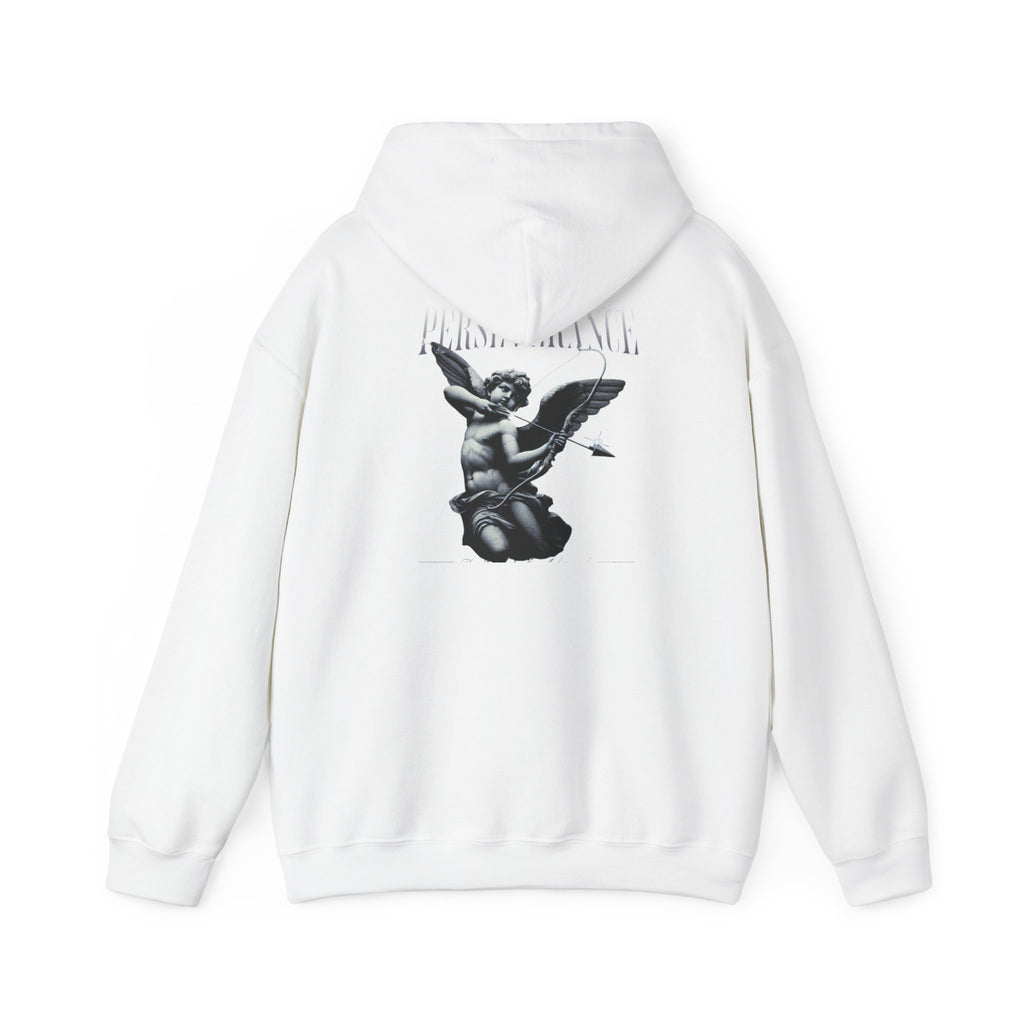 Terra Firma Graphic Hoodie — Angel Statue Back Print, 'Not ONA Its Essa' Chest Text Printify